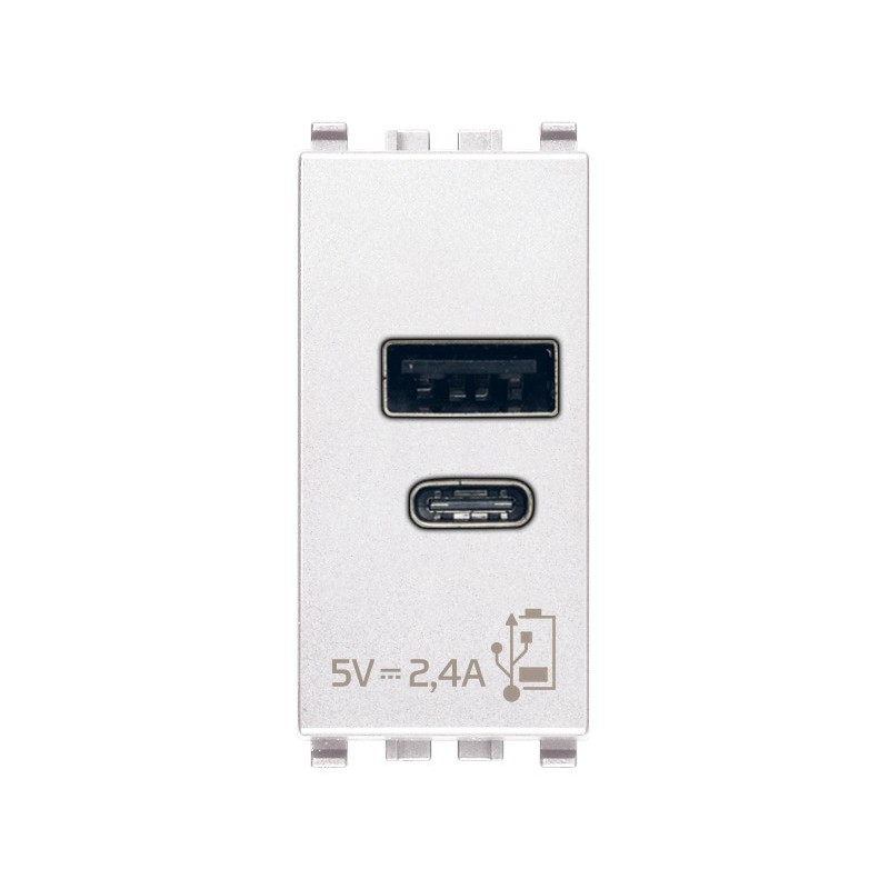 Presa Vimar eikon usb A+C 5V 15W 1M bianco Alimentatore  20292.AC.15.B