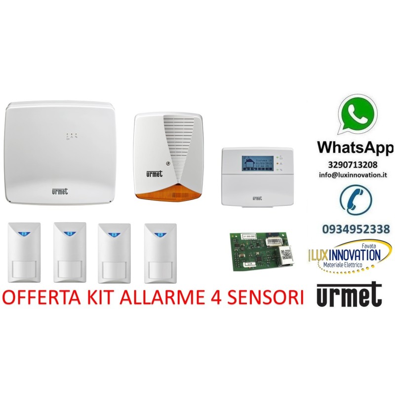 KIT ALLARME CON 6 SENSORI ANTIFURTO URMET 1068 app cellulare