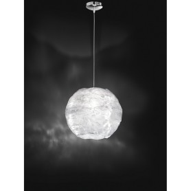 Lampadario con lampada a sospensione in vetro bianco D.30cm 6342 Illuminazione  moderna ideale per salone e cucina