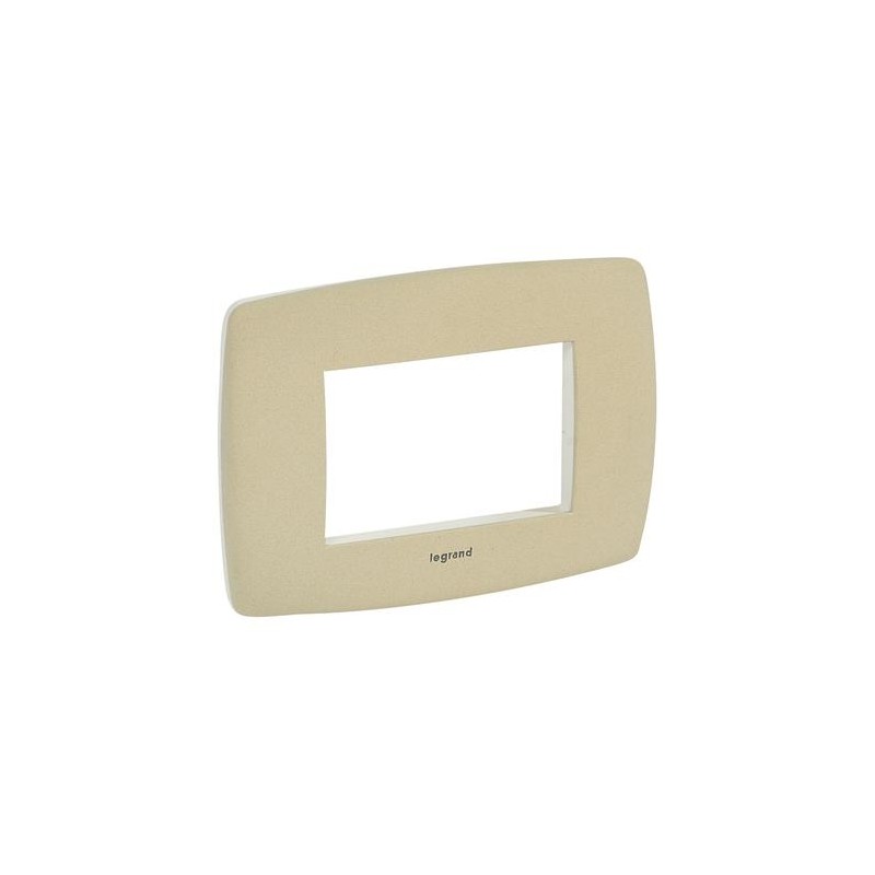 Placca biaco stucco 3 moduli tonda Legrand Vela 685601